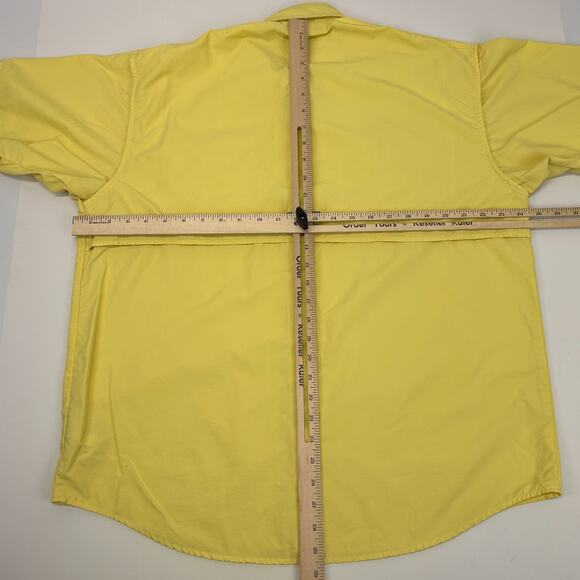Columbia PFG Omni-Shade Bahama Button Front Shirt Fishing Vented Yellow M Medium - Picture 12 of 12